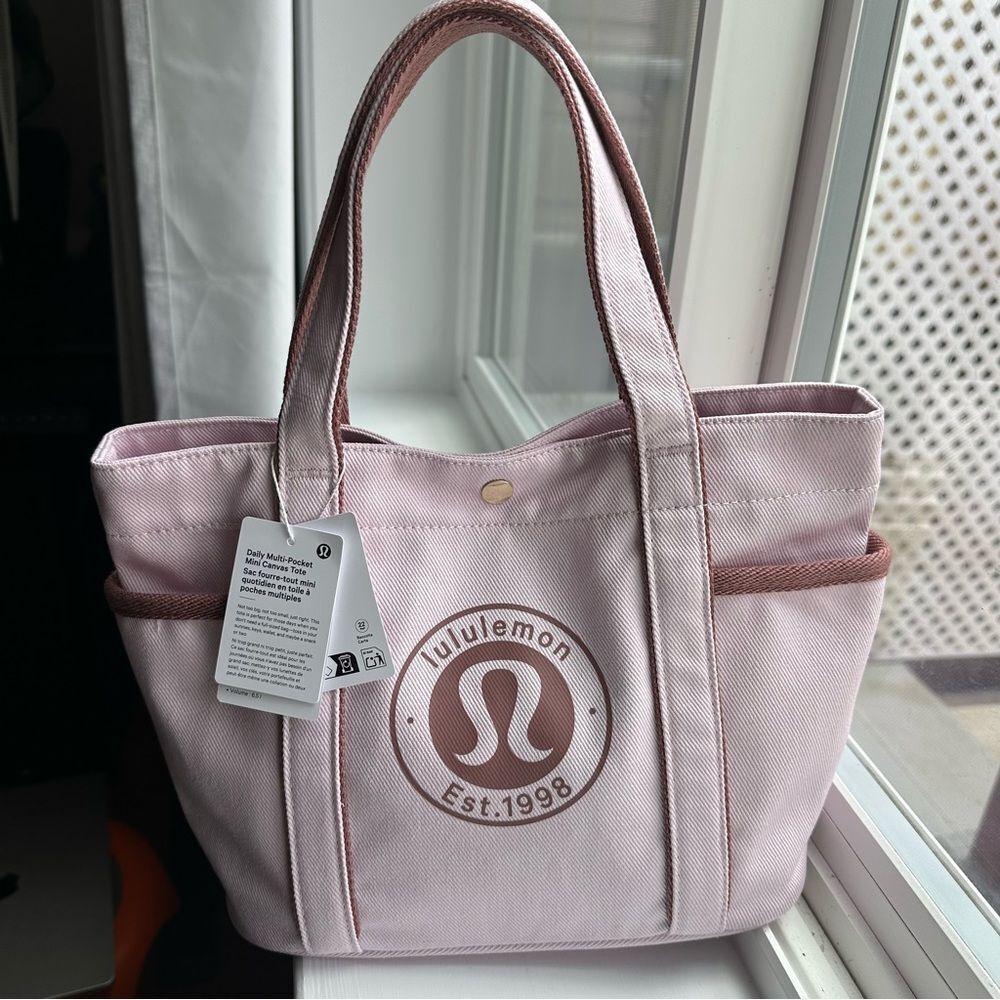 NWT 6.5L Lululemon Daily Multi-Pocket Mini Cotton Canvas Tote Bag Blissful Pink